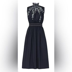 Adam Lippes Poplin Smocked Waist Dress Sz Small